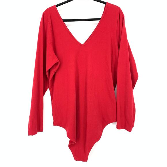 Torrid V-Neck Long Sleeve Bodysuit Womens Size 3X Red Stretch - Picture 2 of 5